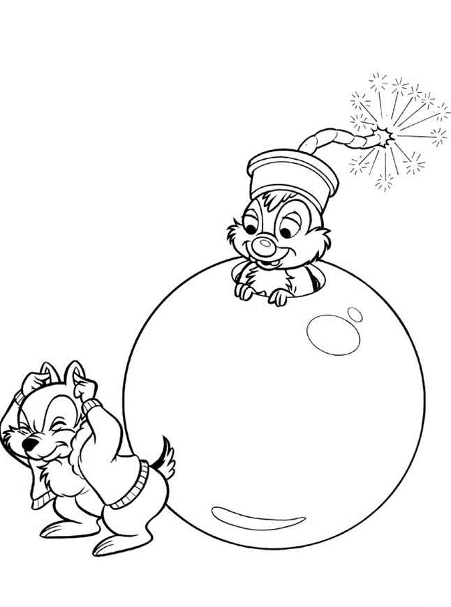 Plansa de colorat cu Chip si Dale 17 9